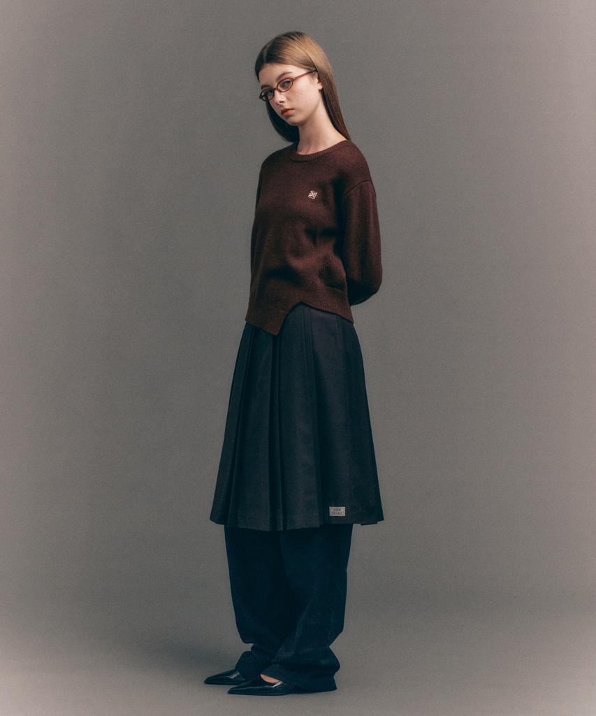 Seteo (W) Wool Pleated Skirt Brown