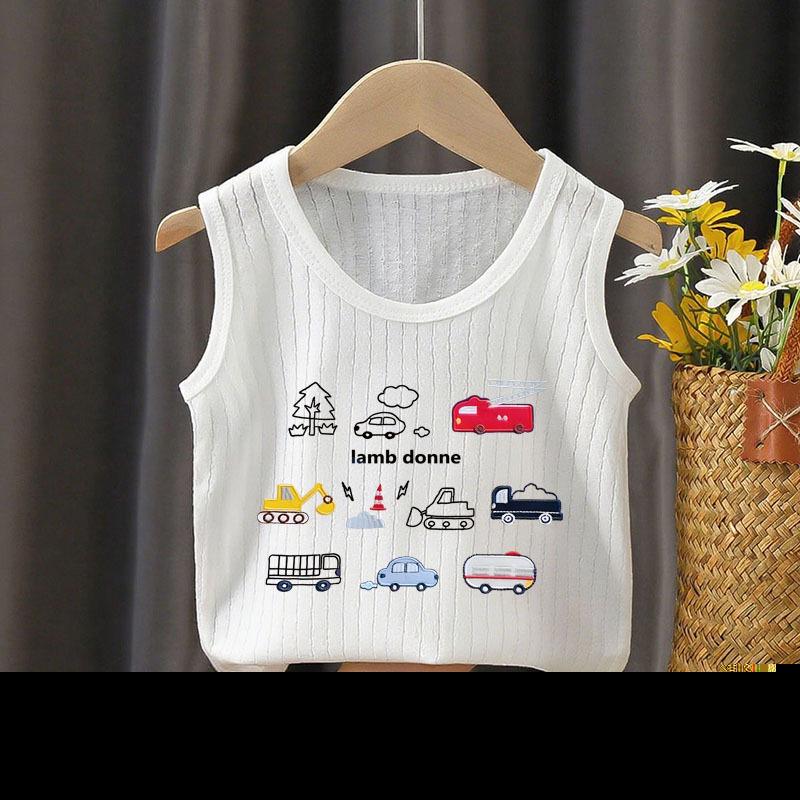 Children's Sleeveless Cotton Base Layer T-Shirt - Stylish White Vest for Boys and Girls
