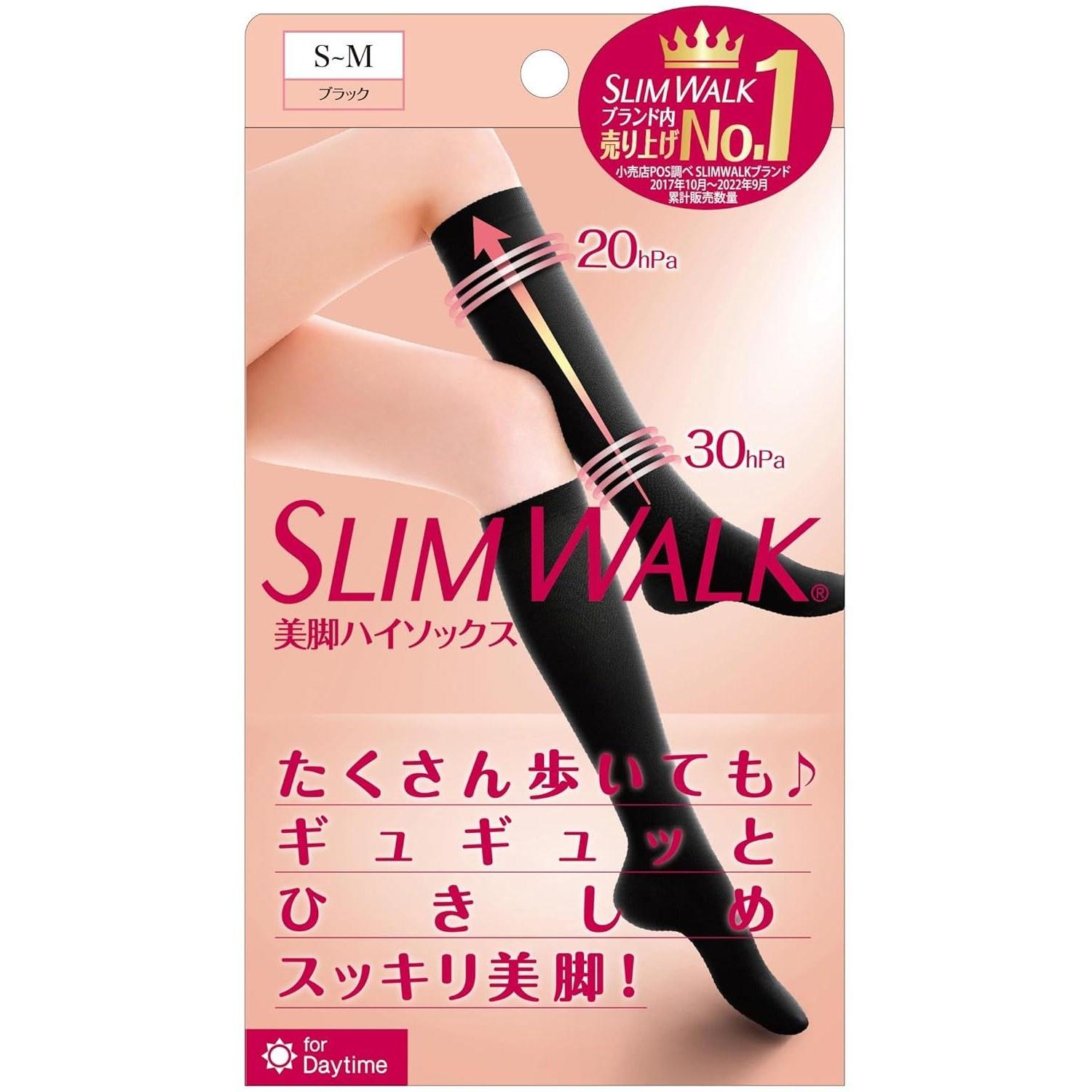 Slim Walk Compression Socks Beautiful Legs High S-M Black AskDoctors Calf Foot Arch Support