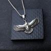 Retro Punk Titanium Steel Polished Blackened Eagle Pendant Necklace Men Personality Trendy Jewelry Accessory