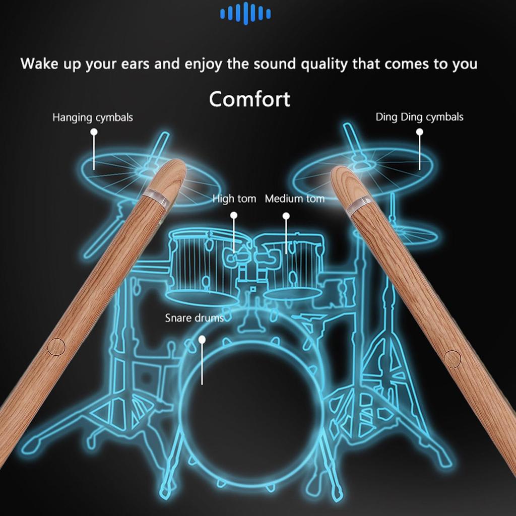 Luocute Virtual Air Drum Set Electric Drum Sticks Compact Electronic Air Drum Kit Pedals Practice Tool for Adults Beginners Learning Drums