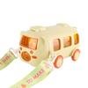 500ML Bus Shape Cartoon Water Cup with Movable Wheels & Strap Cute Car Water Bottle Leakproof for Home Travel