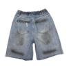 2026 Summer Ripped Denim Patchwork Shorts with Lace and 3D Floral Art
