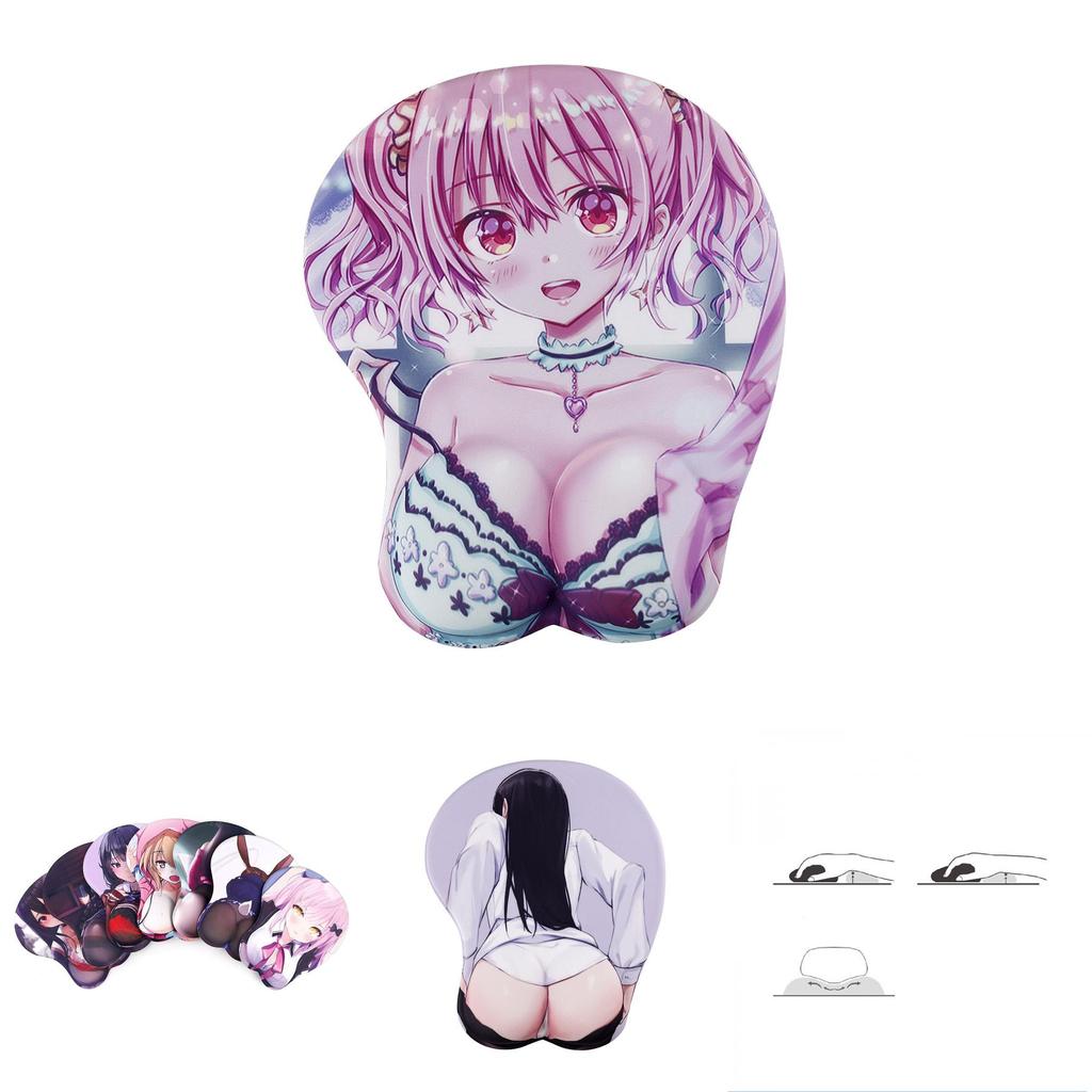 Mousepad Bidimensional Macio e Ergonômico com Design de Peito 3D Anime para Conforto