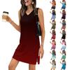 Women's Casual V-neck Sleeveless Split Hem Gradient Dress