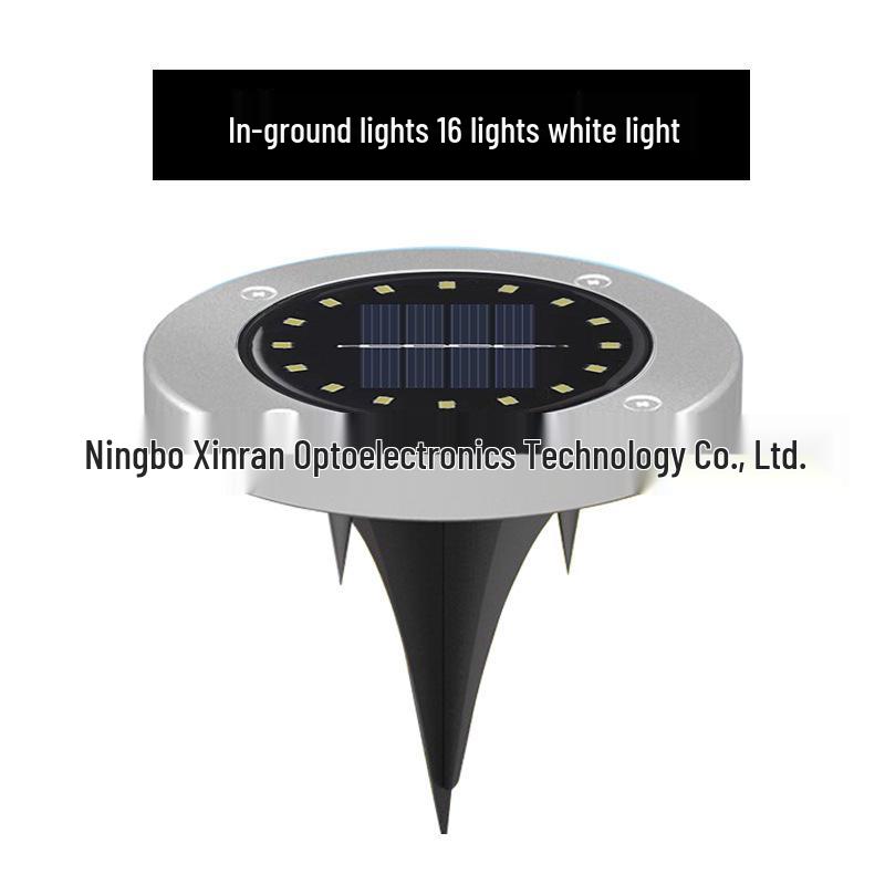 Solar Edelstahl 8-LED Bodeneinbauleuchte für Rasen- & Hofdekoration