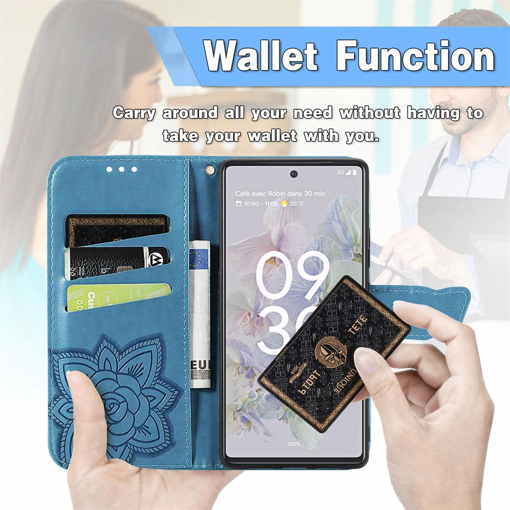 Google Pixel 10 Leather Flip Case with Embossed Card Slot & Magnetic Closure, Fits Google 8 Pro