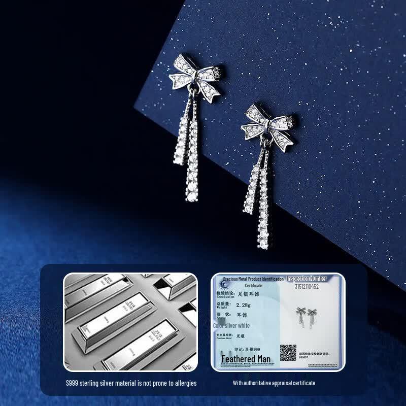 MANHE Women's S999 Sterling Silver Stud Earrings