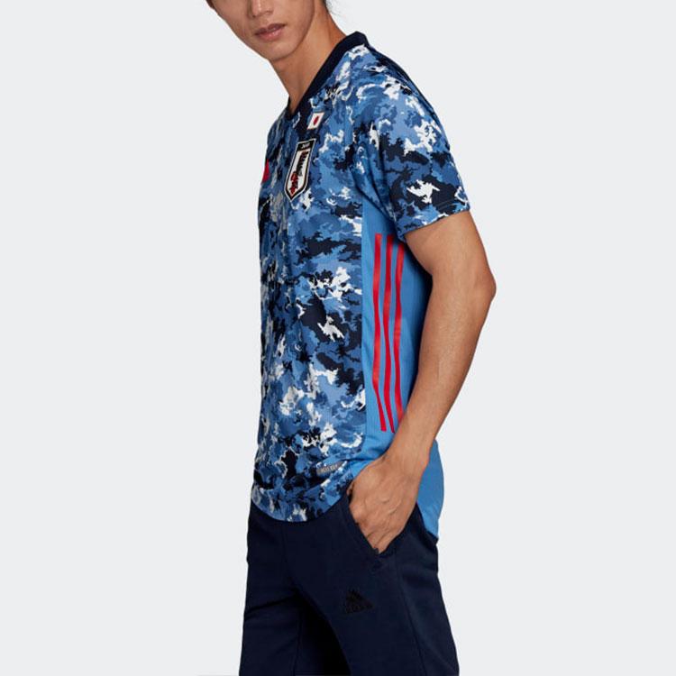 Adidas Player Edition 20-21 Season Japan Team Contrast Print Sports Short Sleeve T-Shirt Men Tops Blue ED7371