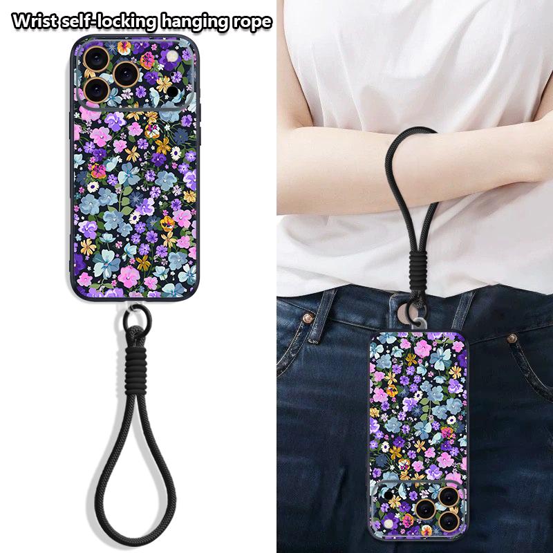 Oil Painting Flower Hand Strap Case For iPhone 17 Pro Max iPhone 16 15 14 13 Pro Max Magnetic For Magsafe Hybrid TPU+PC Matte Cover