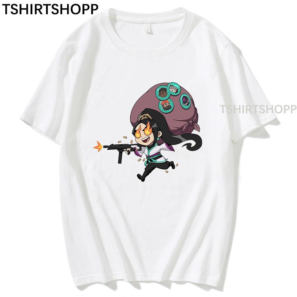 Tričko Anime Valorant Komorní Unisex Letní topy Sage Ženy Jarní Podzim Tričko Hip Hop Trička Harajuku Tričko Bavlněné oblečení
