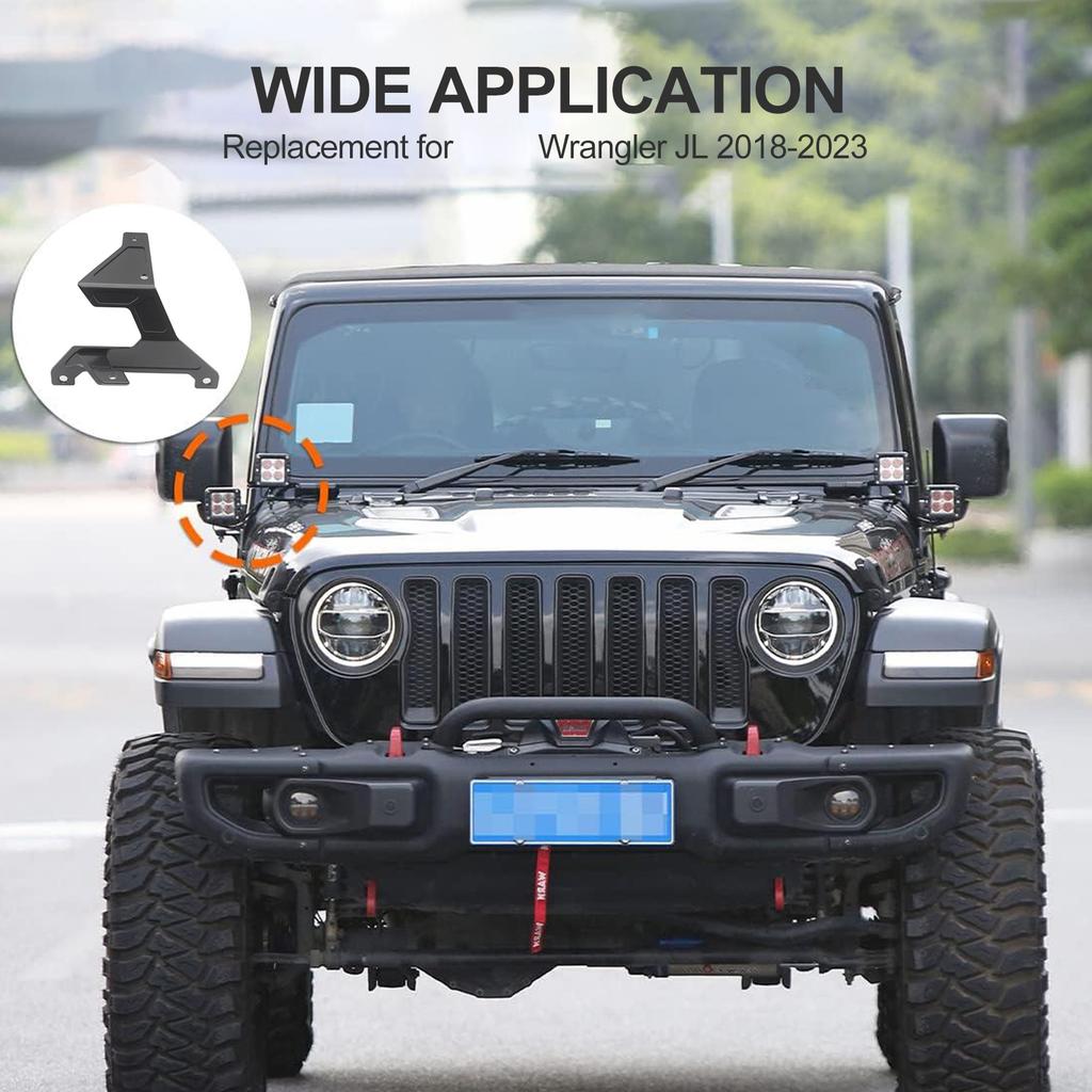 Dual A Pillar Light Mount, Windshield LED Light Mounting Brackets Off Road Light Bar Brackets Replacement for  Wrangler