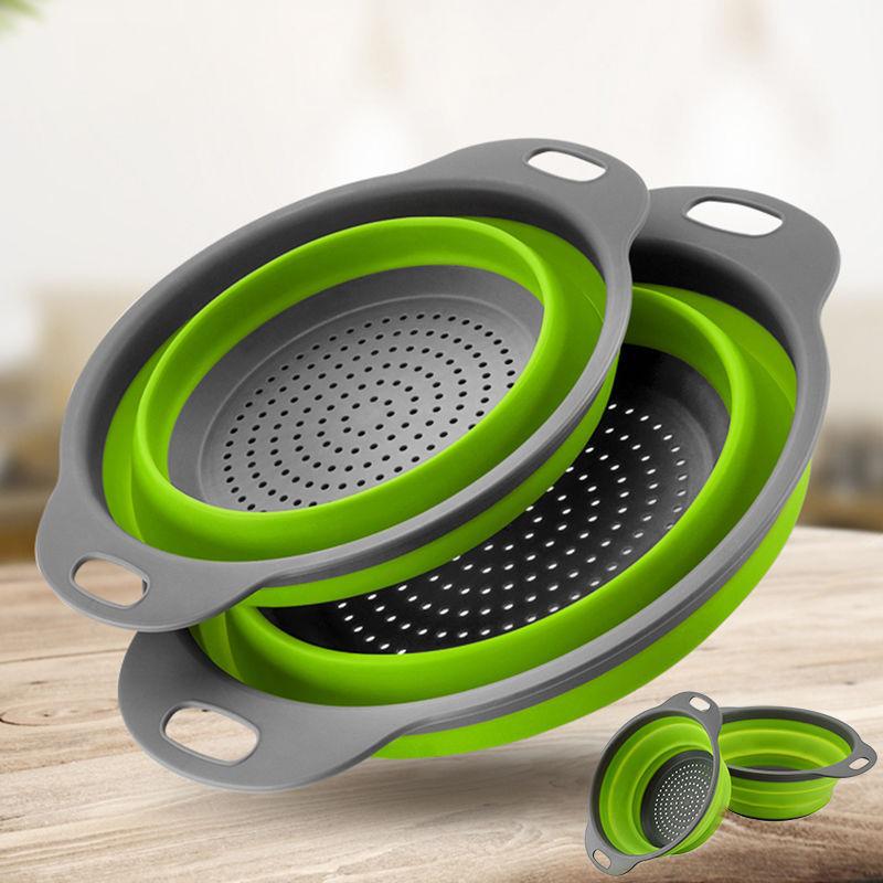Panier de cuisine pliable télescopique d'extérieur pour égoutter et filtrer les légumes