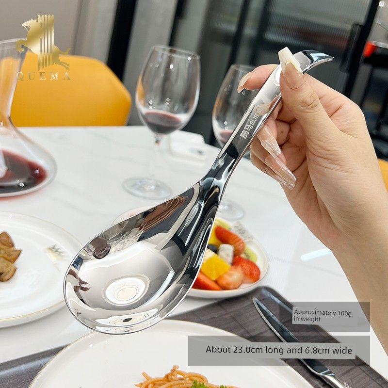 Spoon with Long Handle, Thickened for Serving Soup and Porridge, Household Use, Deepened Spoon Head, Anti-Scalding Soup Spoon, Small Hanging Spoon Medium Soup Spoon (Sus304)