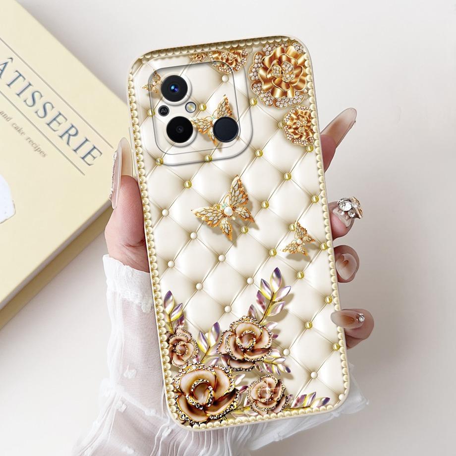 For Xiaomi Redmi 12C 11A 4G Phone Case Redmi 12 4G Poco C55 Back Cover Soft Liquid Silicone Pnada Rabbit Flower Cute Fundas