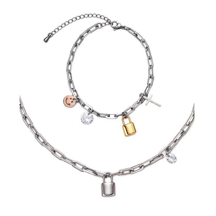 Happiness Clip Chain Necklace and Bracelet Set
