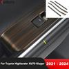 Car Inner Side Window Lift Switch Strip Cover Trim For Toyota Highlander XU70 Kluger Hybrid -2024 Wood Grain Accessories