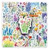 50 Colorful Flower Cartoon Plant Stickers for DIY Notebooks, Journals, Skateboards, and Luggage Decoration