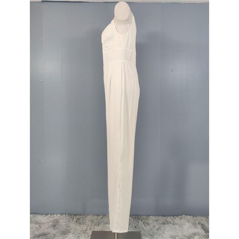 Export Lu's Smooth Fabric High Quality V Neck Open Back Elegant Adult Lady Like Woman Waist-Tight Slimming and Fashionable Stylish Jumpsuit