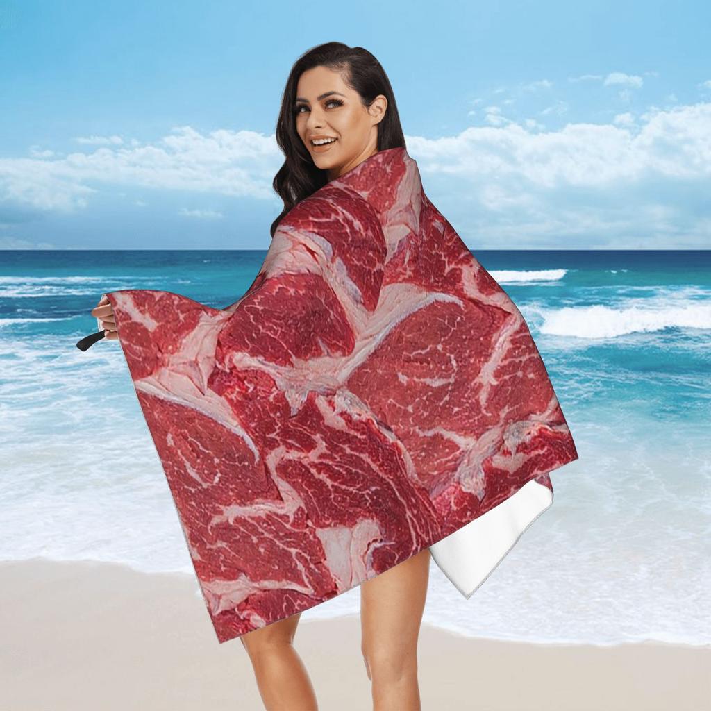 Meat Beach Towel Soft Microfiber Quick Dry Absorbent Quick Towels For Pool