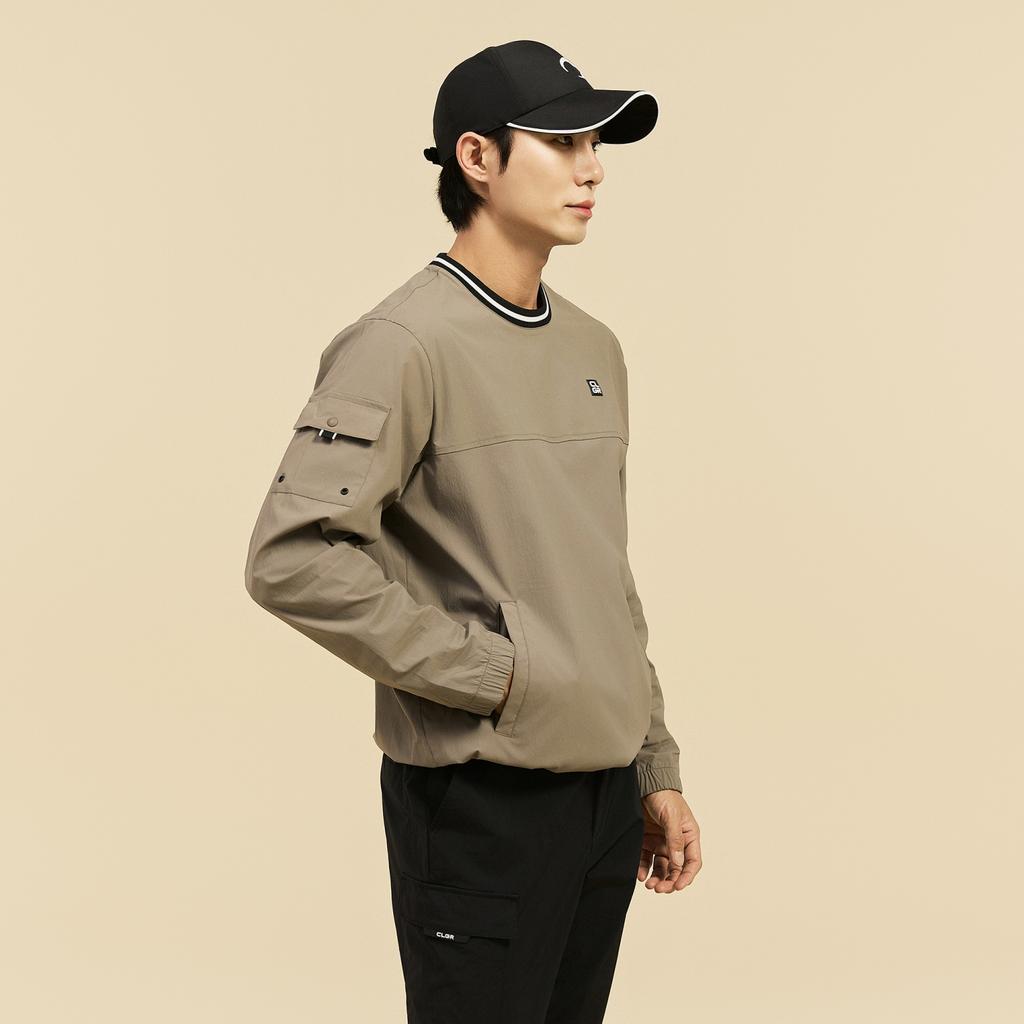 CHALLENGER Men'S Essential Round Neck Sweatshirt Windbreaker Woven Top Beige