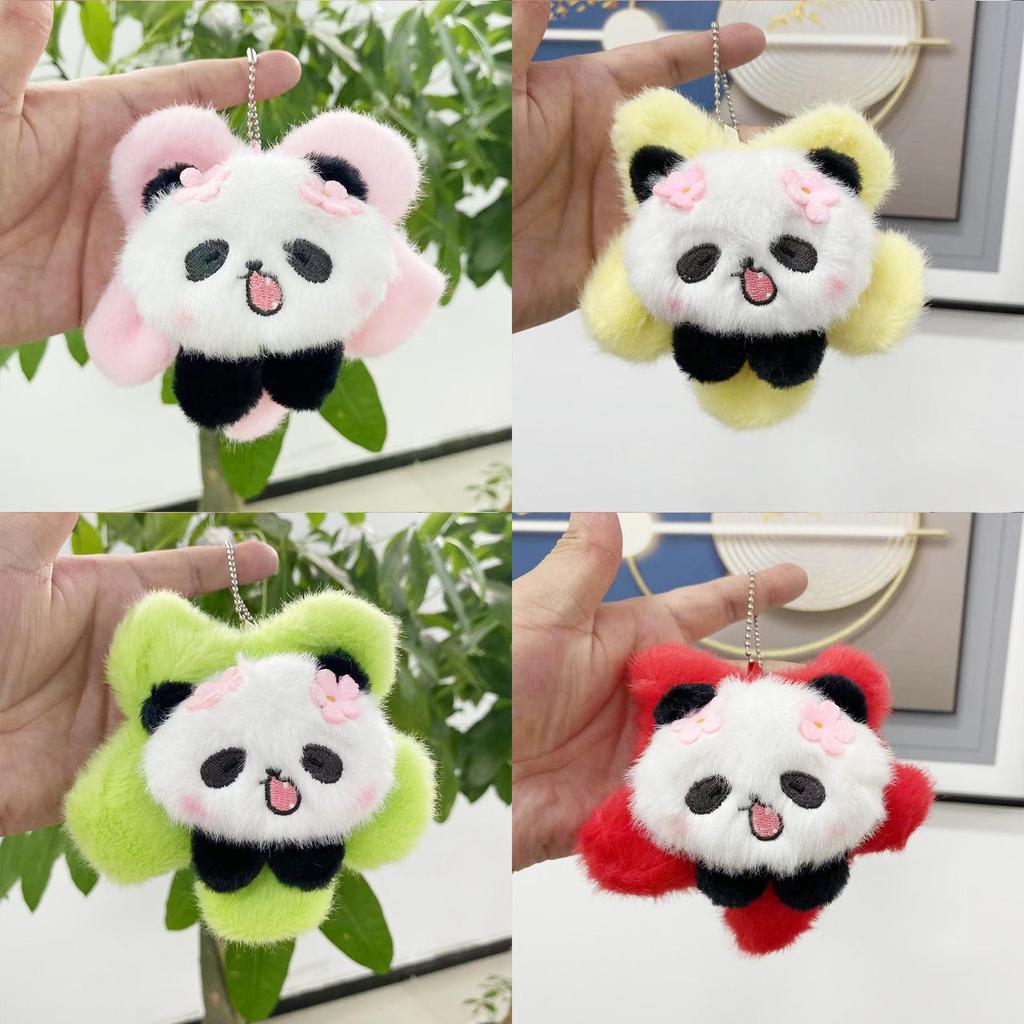 Vibrant Plush Panda Sunflower Bag Pendant Cozy Keychain Doll For Couples