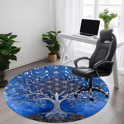 1pc Tree Mandala Office Round Area Rug, Mat Suitable For Office, Under Office Chairs Bedroom Living Room Home Decor, Room Deco