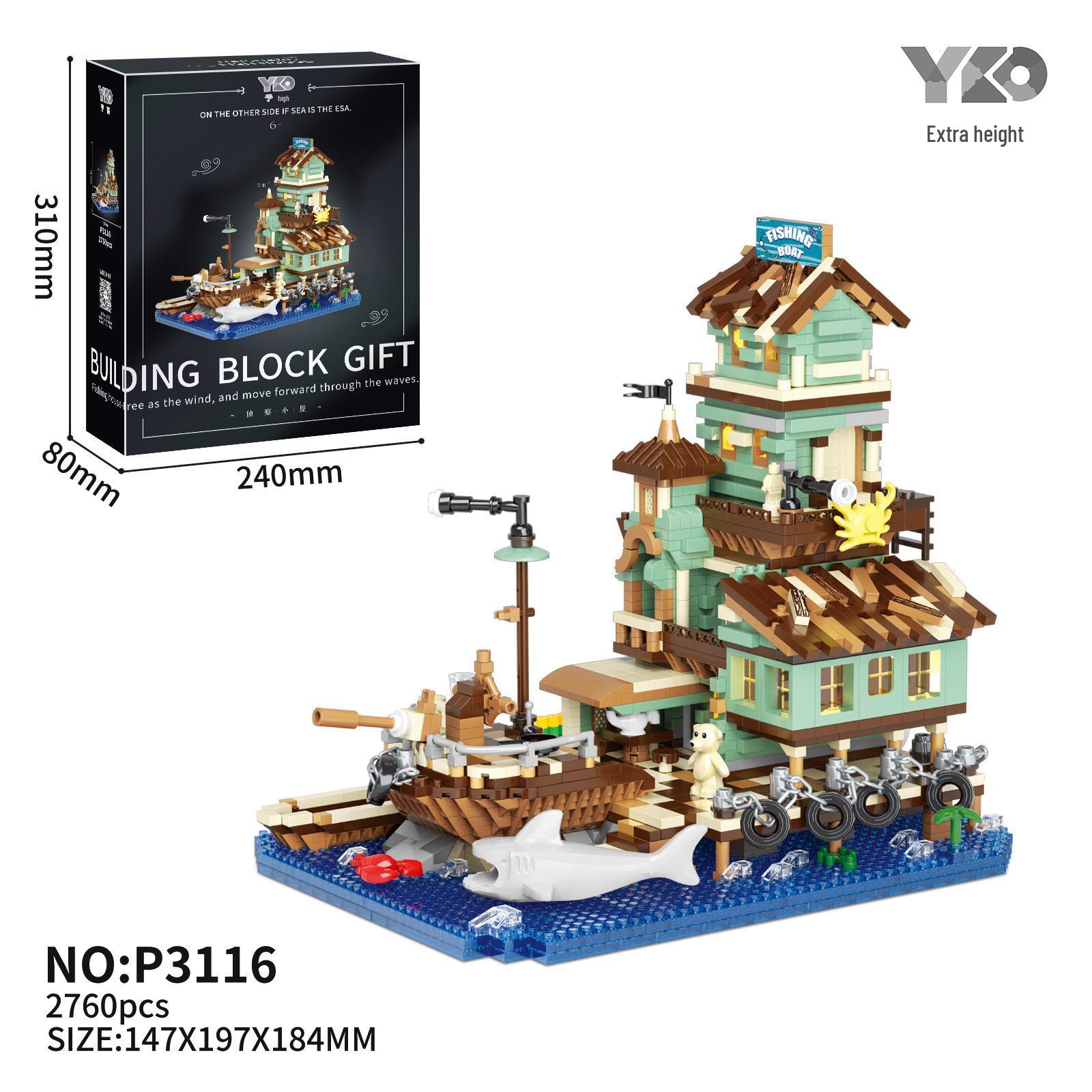 

Совместимый с Lego Приморский коттедж Вилла рыбака Архитектурная модель Строительные блоки Обучающие игрушки