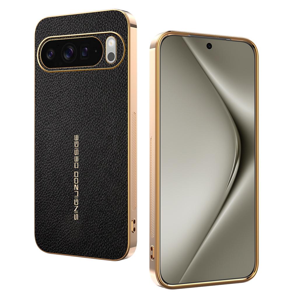 

Classic Lychee Leather Electroplated Frame Case For Google Pixel 10 Pro XL Pixel 10 pro 9A 9 Pro 8A 8 7 Pro 6 Slim Protect Cover Google Pixel 6