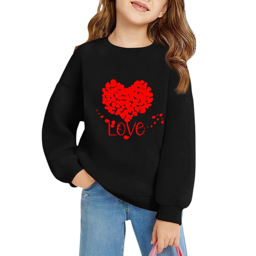 Mädchen Rundhals-Pullover für Kinder Bedruckte Baby-Oberteile Valentinstag