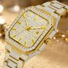 Luxury Full Diamond Watch Men Sparkling Rhinestone Dial Stainless Steel Bracelet Women Elegant Bling Dress Watch