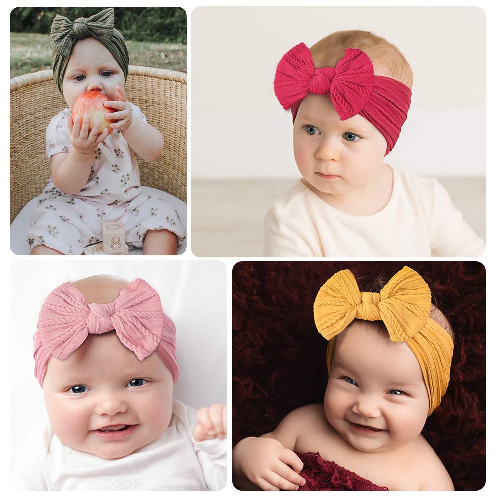 1 Pezzo Fascia per Testa Neonato per Bambine Lavorata a Maglia Elastica Turbante per Bambini Fiocchi per Bambini Morbido Nylon Cappelli per Bambini Accessori per Capelli 32 Colori