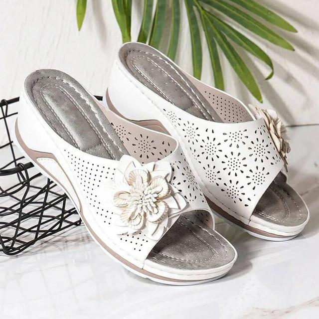 Women Sandals Soft Heels Summer Sandals With Wedges Shoes Women Flower Slippers Casual Platform Shoes Plus Size 43