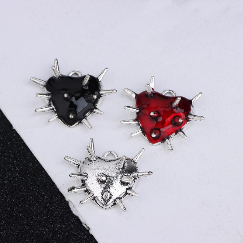 10Pcs Gothic Heart Thorns Spike Charms Punk Necklace Earring Diy Accessories For Jewelry Handicraft Making