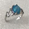 Huajie Women's Colorful Opal Rings Heart Hollow Shape Delicate Wedding Female Copper Metal Ring  Trendy