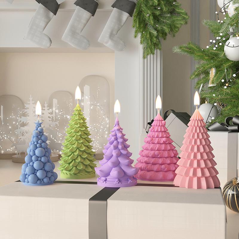 Christmas Pine Tree Scented Candle Silicone Mold, Easy Demolding for Decorative Plaster and Epoxy Resin Ornaments