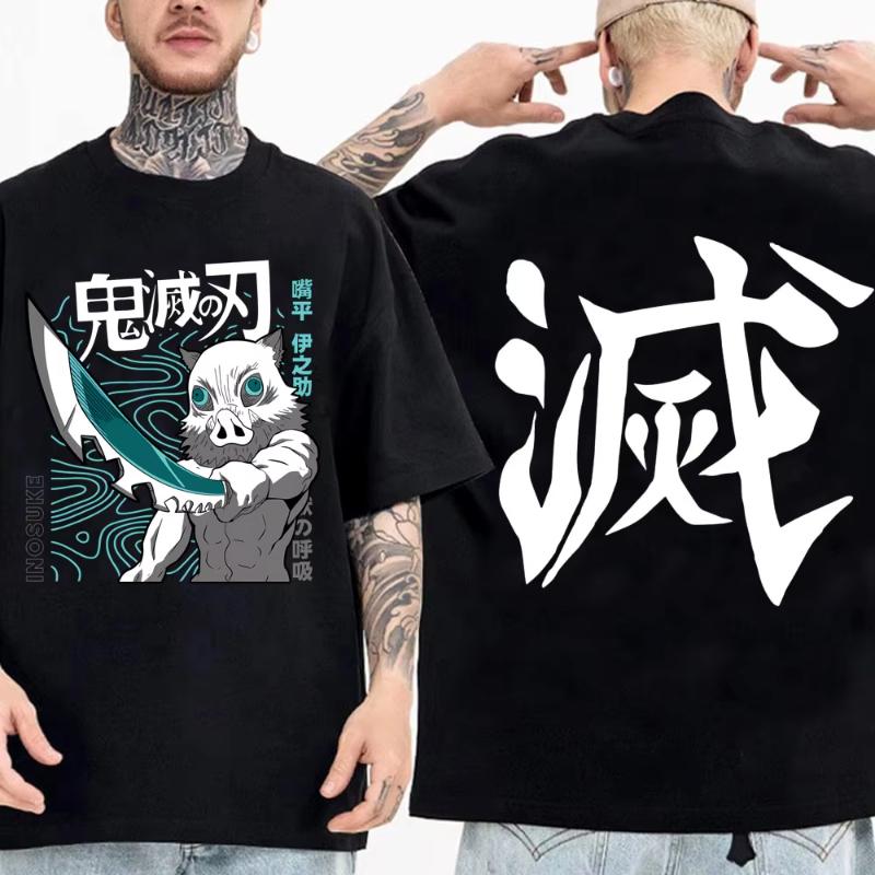 Japanese Anime Shirt Demon Slayer Infinity Castle T Shirt Men Cartoon Kimetsu No Yaiba High Quality Cotton Streetwear Clothes