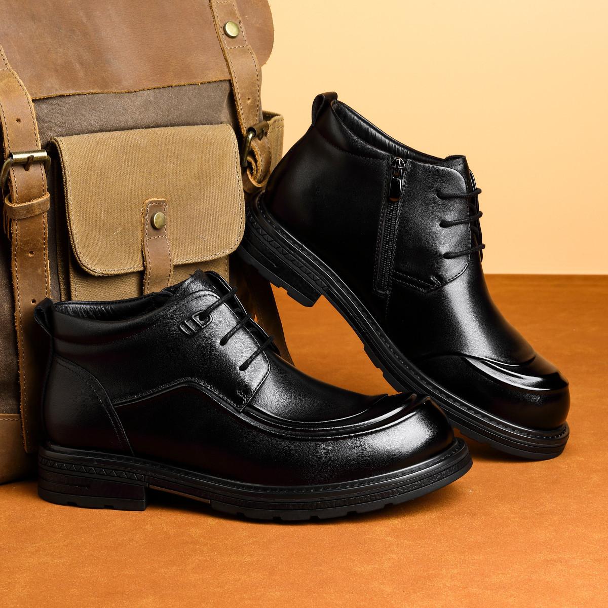 

2025 autumn and winter velvet men s Martin boots genuine leather high-end men s boots first layer cowhide trend high-top leather shoes 43