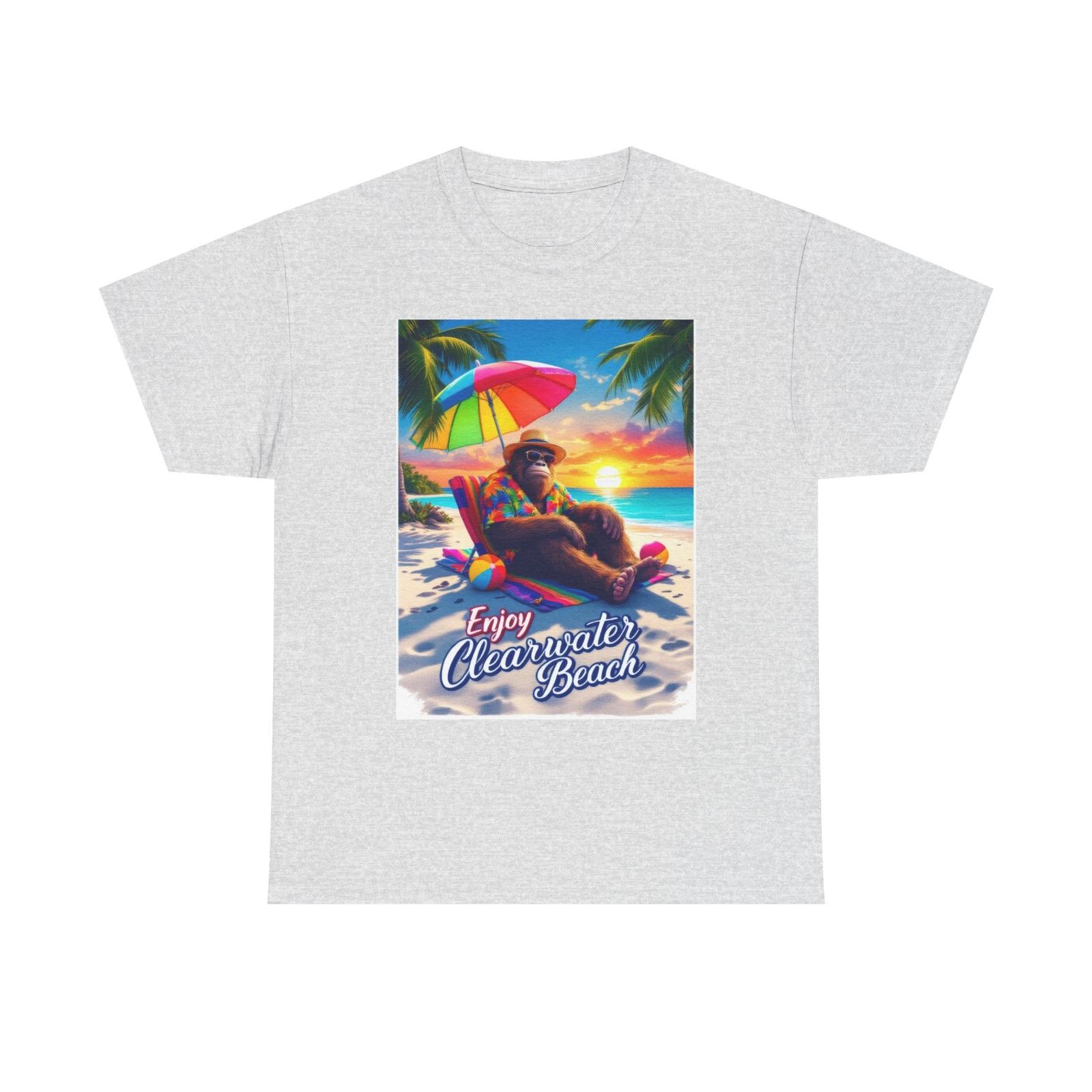 Bigfoot Enjoys Clearwater Beach T-Shirt Sasquatch Relaxing in the Sun Cryptid L