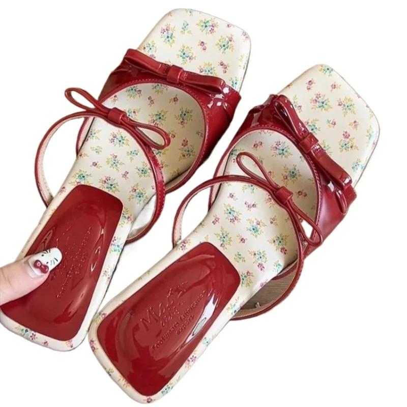 Ladies Shoes 2025 Brand Open Toe Women's Slippers New Butterfly-knot Dress Slippers Women Summer Outdoor Best Seller High Heels