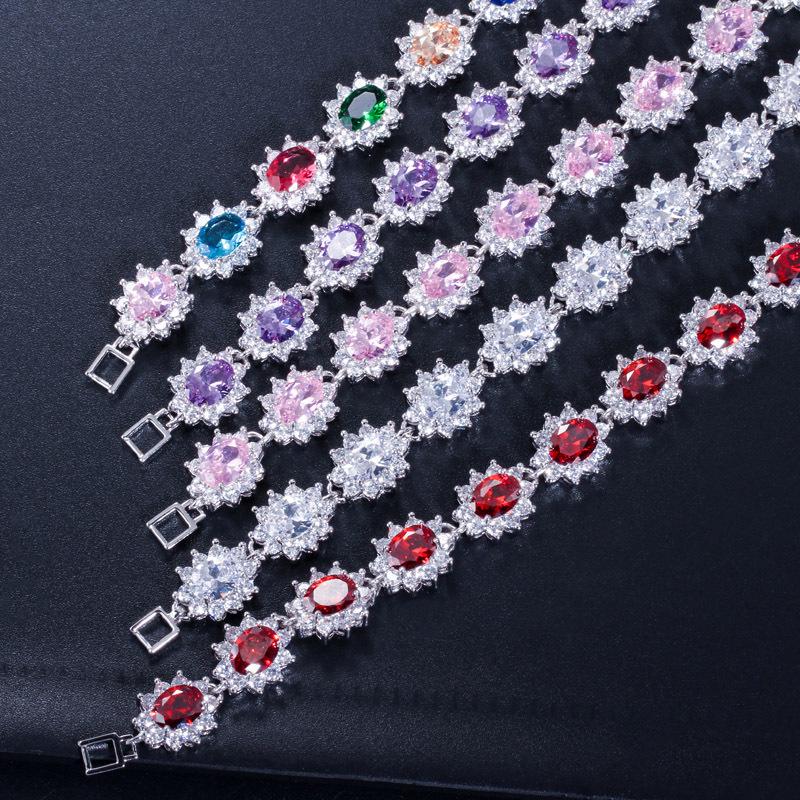 Women'S Jewelry 18K Real White Gold Plated, Exquisite Super Flash Zircon Bracelet Bracelet