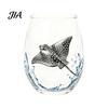 Durable Thick Base Glass Cups Stemless Wine Glasses with Marine Animal Pattern, 420ml Capacity, High Borosilicate Decorative Aesthetic Water Tumblers