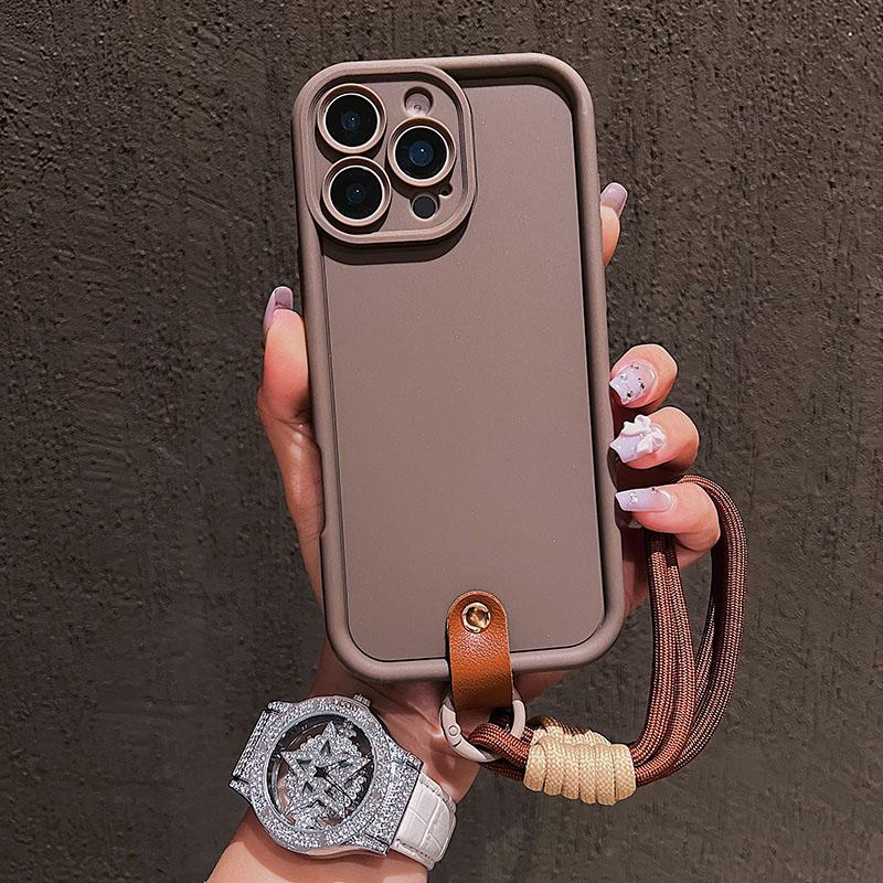 

Матовый силиконовый чехол-конфета для iPhone 15 16 11 12 13 14 17 Pro Max 16E XS X XR 7 Plus Ремешок-шнурок Мягкая крышка For iPhone 17