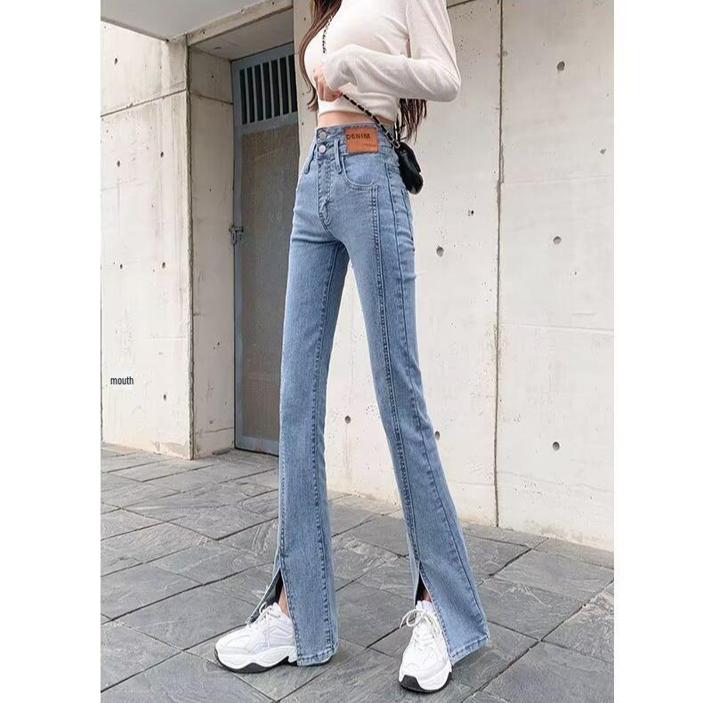 

Xintang Double Buckle High Waist Flare Jeans - Women s Slimming Pear Shape Denim Pants for Spring & Autumn L синій