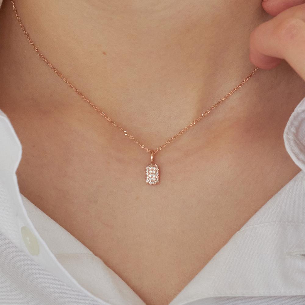 Loveenb [14K Gold] Rosy Square Lab Diamond Pendant