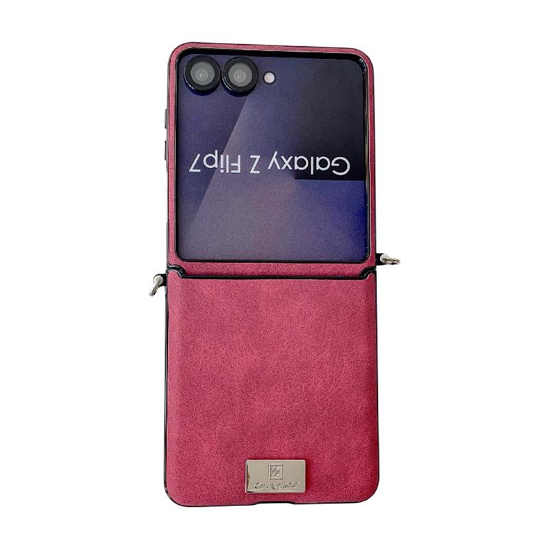 Samsung Z Flip7 Sheepskin Texture Case - Drop-Proof, Anti-Scratch PC with Anti-Lost Lanyard