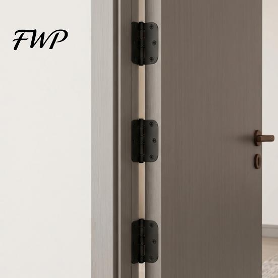 Rotatable Door Hinge 1/5Pcs Rounded Matte Black Hinges Flat Iron Bifold 6 Hole Residential Standard Bedroom Indoor House Hardware Essentials