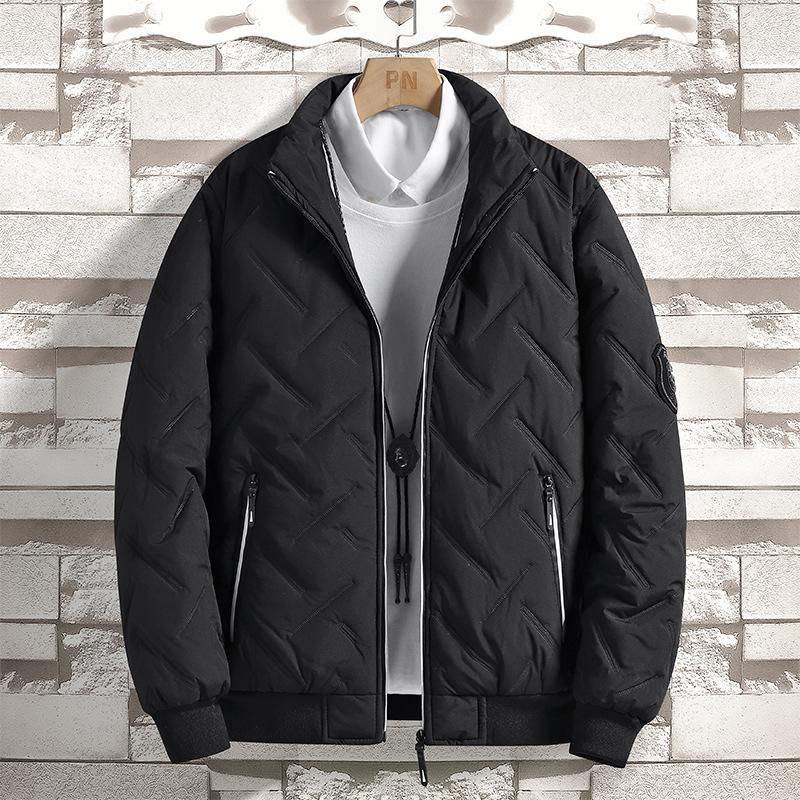 Padded Clothes Men's Autumn and Winter Coats Men's Korean Version Thickened Thermal Cotton Tops Stand-up Collar Men's Coats Thickened Cold-proof