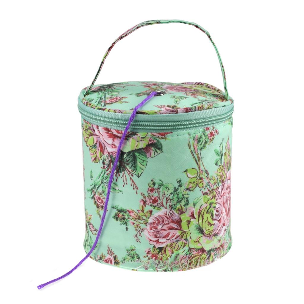 New Weaving Tool DIY Yarn Storage Bag Peony Crochet Woven Storage Bag One Shoulder Printed Round Bucket Bag Luggage Square Bag
