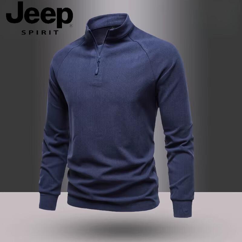 JEEP SPIRIT Men's Half-Zip Stand Collar Sweatshirt
